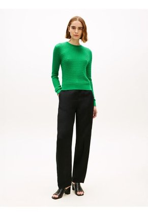 Saco Verde De Punto Trenzado Fino Tommy Hilfiger
