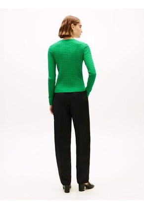 Saco Verde De Punto Trenzado Fino Tommy Hilfiger