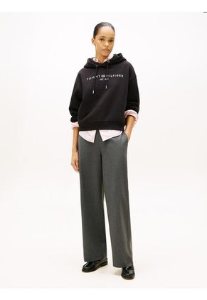 Buzo Negro Con Capota Y Logo Tommy Hilfiger