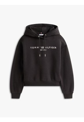 Buzo Negro Con Capota Y Logo Tommy Hilfiger