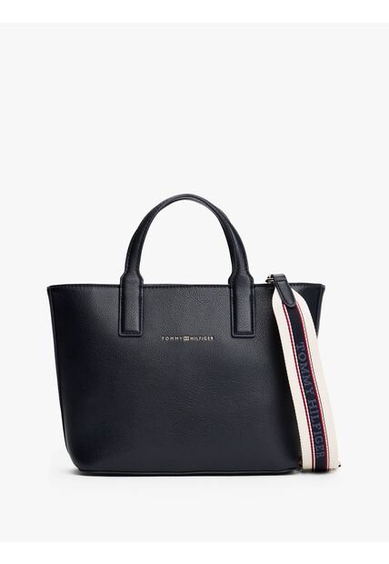 Bolso Azul Tote Con Correa Cruzada Textil Tommy Hilfiger