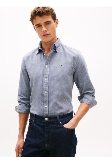 Camisa Azul TH Flex Regular Tommy Hilfiger