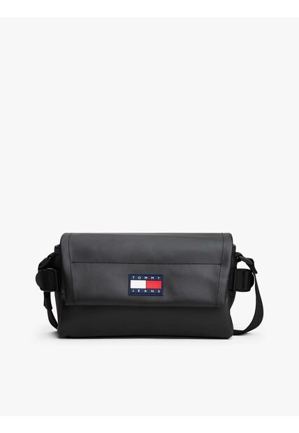 Bolso Negro Cruzado Con Solapa Tommy Hilfiger