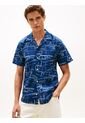 Camisa Azul Flex Poplin Con Estampado Tommy Hilfiger de Tommy Hilfiger
