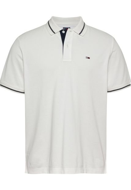 Polo Blanco De Corte Regular Con Logo Tommy Jeans