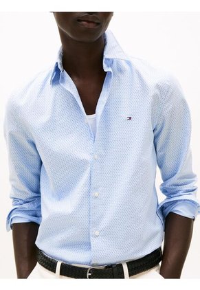 Camisa Celeste Poplin Mini De Manga Larga Tommy Hilfiger