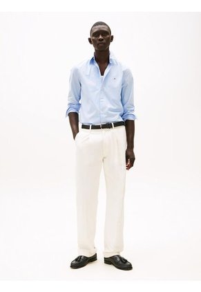 Camisa Celeste Poplin Mini De Manga Larga Tommy Hilfiger