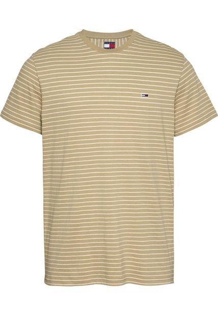 Camiseta Marrón De Rayas Y Corte Slim Tommy Jeans
