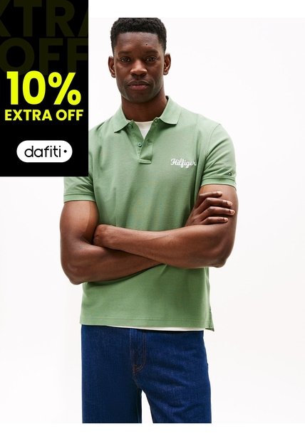 Polo Verde De Corte Regular Con Logo Gráfico Tommy Hilfiger