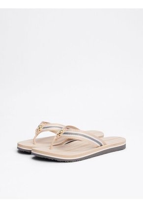 Sandalias Beige De Tejido Trenzado Con Monograma TH Tommy Hilfiger