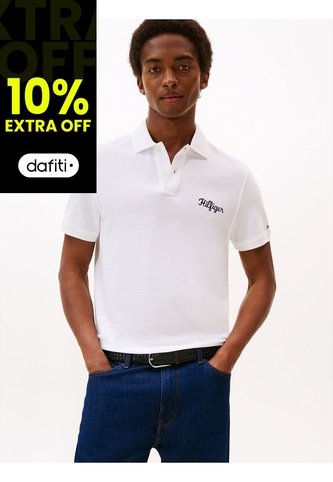 Polo Blanco De Corte Regular Con Logo Gráfico Tommy Hilfiger Tommy Hilfiger
