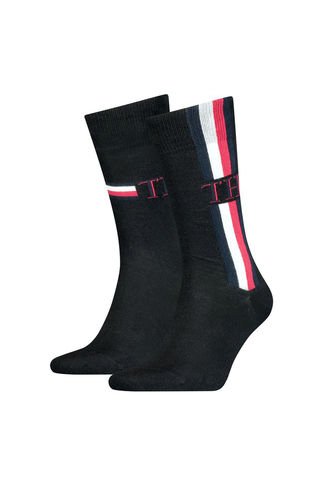 2 Pack De Medias Negras Largas Para Hombre Tommy Hilfiger