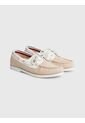 Mocasines Náuticos De Cuero Con Monograma Mujer Beige Tommy Hilfiger de Tommy Hilfiger