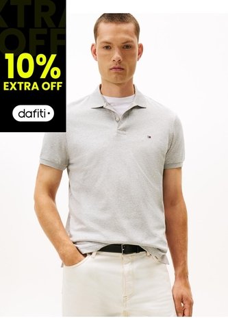 Polo Gris De Punto Interlock De Corte Regular Tommy Hilfiger Tommy Hilfiger