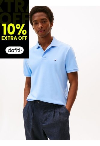 Polo Celeste De Punto Interlock De Corte Regular Tommy Hilfiger Tommy Hilfiger