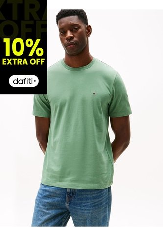 Camiseta Verde De Cuello Redondo Con Logo Bordado Tommy Hilfiger Tommy Hilfiger