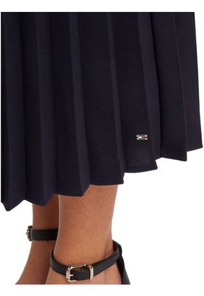Falda Azul Midi Plisada Con Logo En La Cintura Tommy Hilfiger