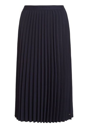 Falda Azul Midi Plisada Con Logo En La Cintura Tommy Hilfiger