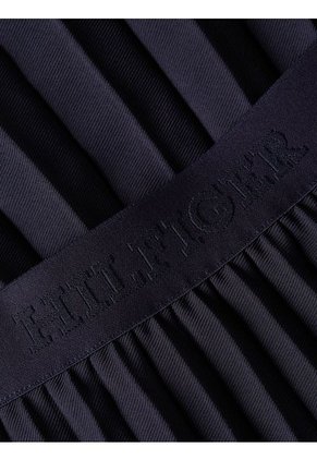 Falda Azul Midi Plisada Con Logo En La Cintura Tommy Hilfiger