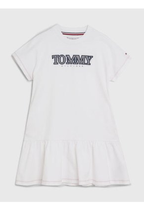 Vestido Camiseta Con Logo Niña Blanco Tommy Hilfiger
