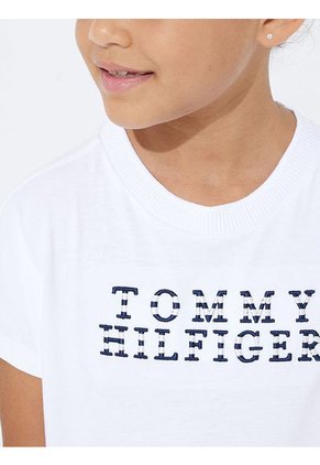 Vestido Camiseta Con Logo Niña Blanco Tommy Hilfiger