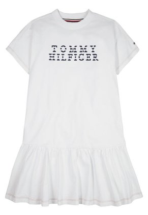 Vestido Camiseta Con Logo Niña Blanco Tommy Hilfiger