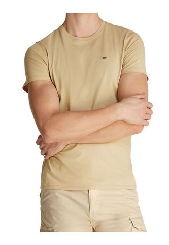 Camiseta Beige Clásica Con Cuello Redondo Tommy Jeans Tommy Hilfiger
