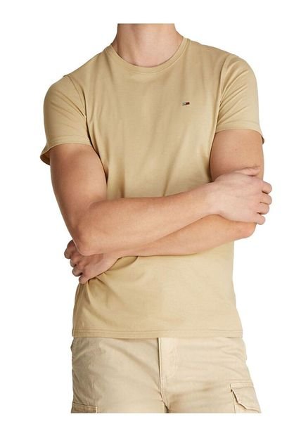 Camiseta Beige Clásica Con Cuello Redondo Tommy Jeans