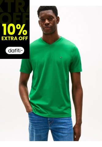 Camiseta Verde De Cuello En V Tommy Hilfiger Tommy Hilfiger