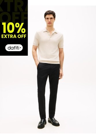 Pantalón Negro Chino Harlem De Sarga Con Pierna Cónica Tommy Hilfiger Tommy Hilfiger