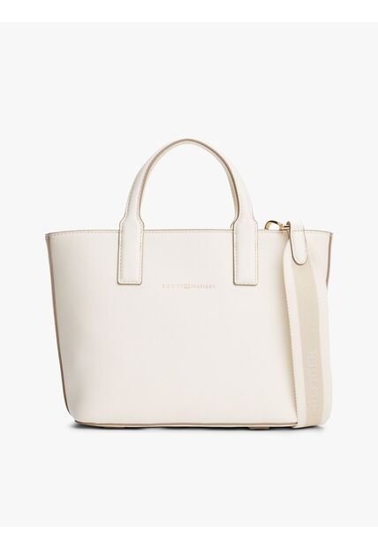 Bolso Blanco Tote Con Correa Cruzada Textil Tommy Hilfiger