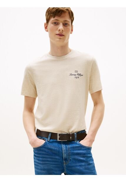 Camiseta Gris Con Logo NYC Y Logo Delineado Tommy Hilfiger