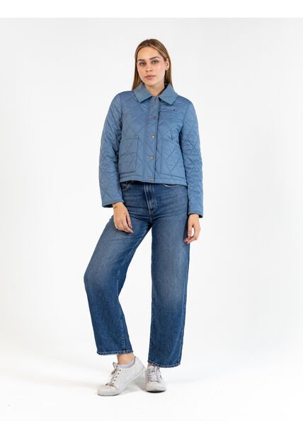 Chaqueta Azul Acolchada Quilted Con Logo Bordado Tommy Hilfiger