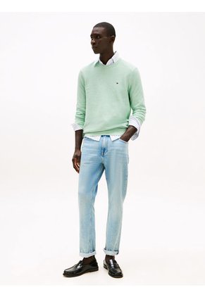 Saco Verde De Punto Texturizado Y Cuello Redondo Tommy Hilfiger