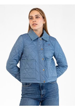 Chaqueta Azul Acolchada Quilted Con Logo Bordado Tommy Hilfiger