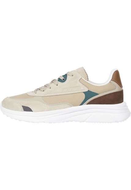 Tenis Beige De Running Con Logo En Bajo Relieve Tommy Hilfiger
