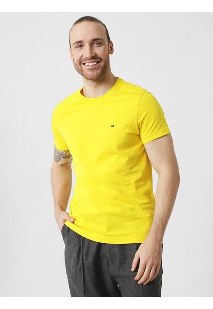 Camiseta De Corte Slim Fit En Algodón Hombre Amarillo Tommy Hilfiger