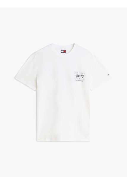 Camiseta Blanca De Corte Regular Con Logo Script Bordado Tommy Jeans