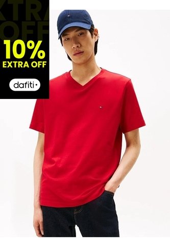 Camiseta Roja De Cuello En V Tommy Hilfiger Tommy Hilfiger