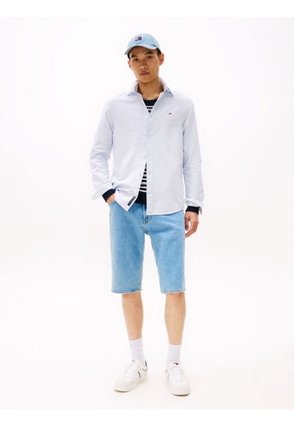 Camisa Celeste Oxford De Corte Regular Tommy Jeans
