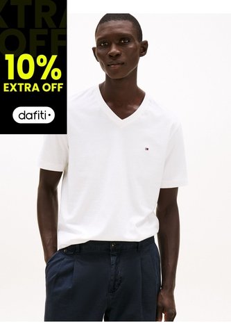 Camiseta Blanca De Cuello En V Tommy Hilfiger Tommy Hilfiger