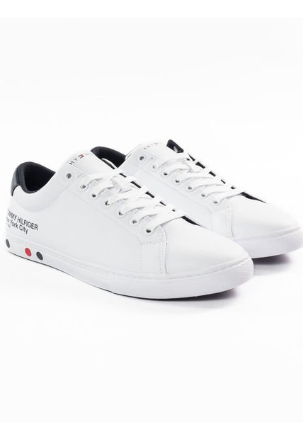 Tenis De Cuero Con Plataforma Hombre Blanco Tommy Hilfiger