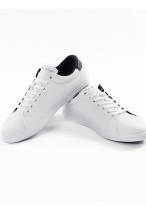 Tenis De Cuero Con Plataforma Hombre Blanco Tommy Hilfiger