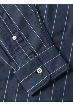 Camisa Azul A Rayas De Corte Amplio Tommy Hilfiger