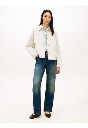 Chaqueta Beige Corta Amplia Que Repele El Agua Tommy Hilfiger