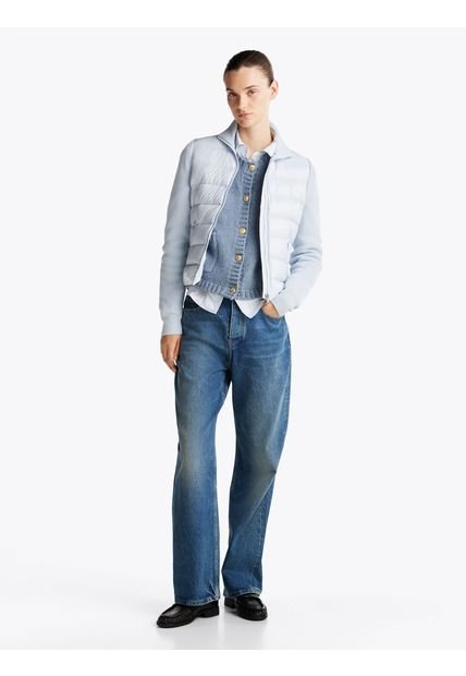 Chaqueta Celeste De Plumón Con Mangas A Contraste Tommy Hilfiger