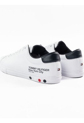 Tenis De Cuero Con Plataforma Hombre Blanco Tommy Hilfiger
