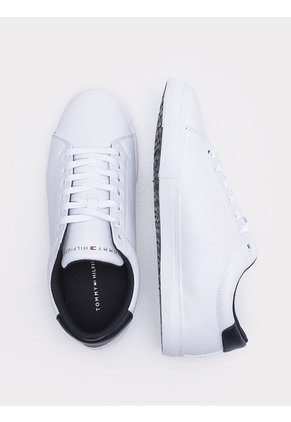 Tenis De Cuero Con Plataforma Hombre Blanco Tommy Hilfiger