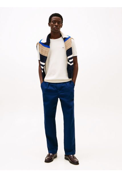 Camiseta Blanca De Cuello Redondo Con Logo Tommy Hilfiger