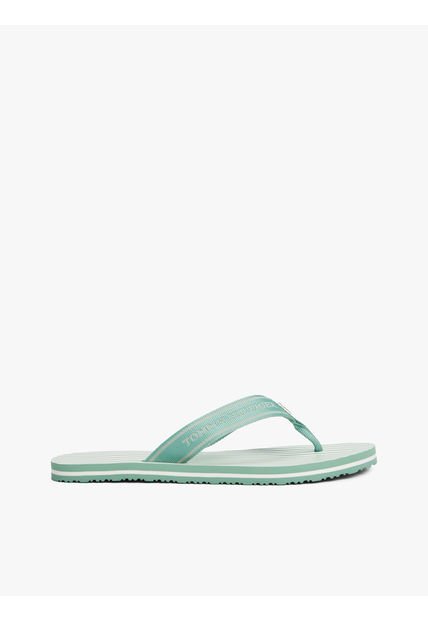 Sandalias Verde De Tejido Trenzado Con Logo Y Rayas Tommy Hilfiger